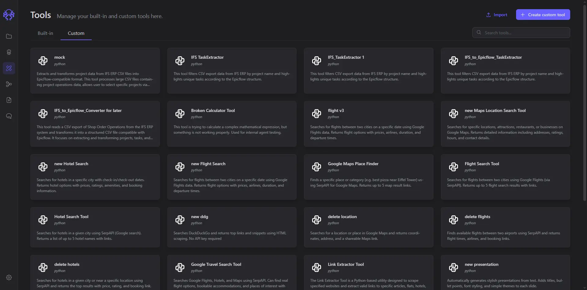 Command Center tools example